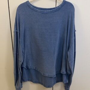 We The Free Blue Ribbed Sweatshirt